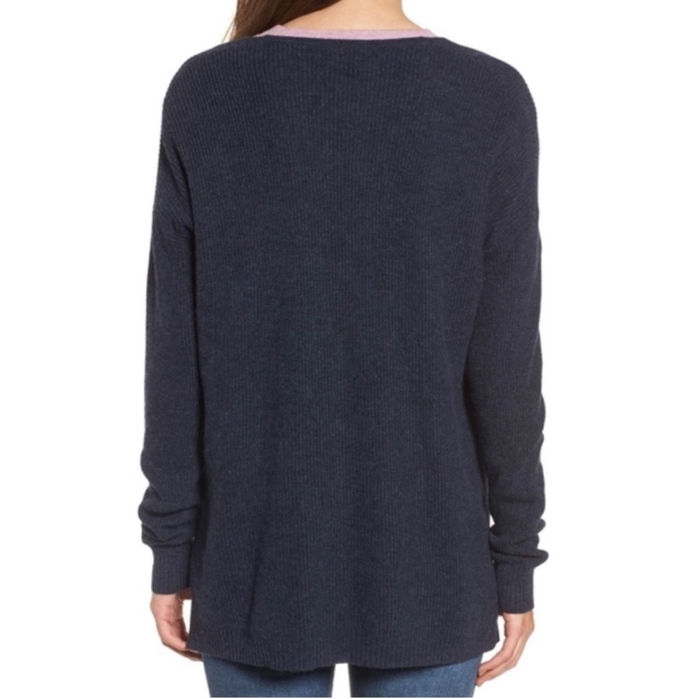 Madewell Warmlight‎ V-Neck Pullover Sweater, Navy, Size L - Picture 2 of 13